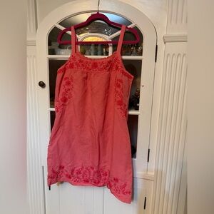 Vintage Lucky Brand Coral Embroidered Dress Large